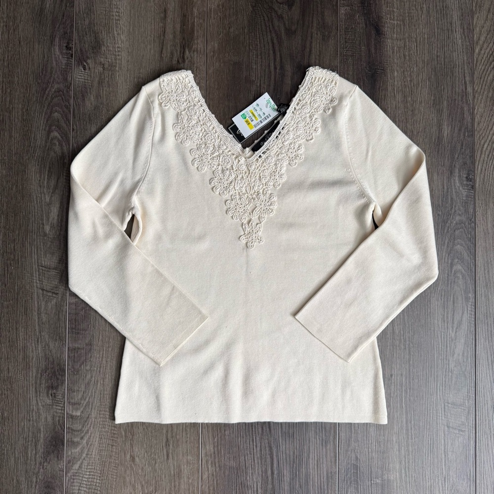 Vintage Peck & Peck Silk Blend Ivory Vintage Sweater Regular Size XL NWT